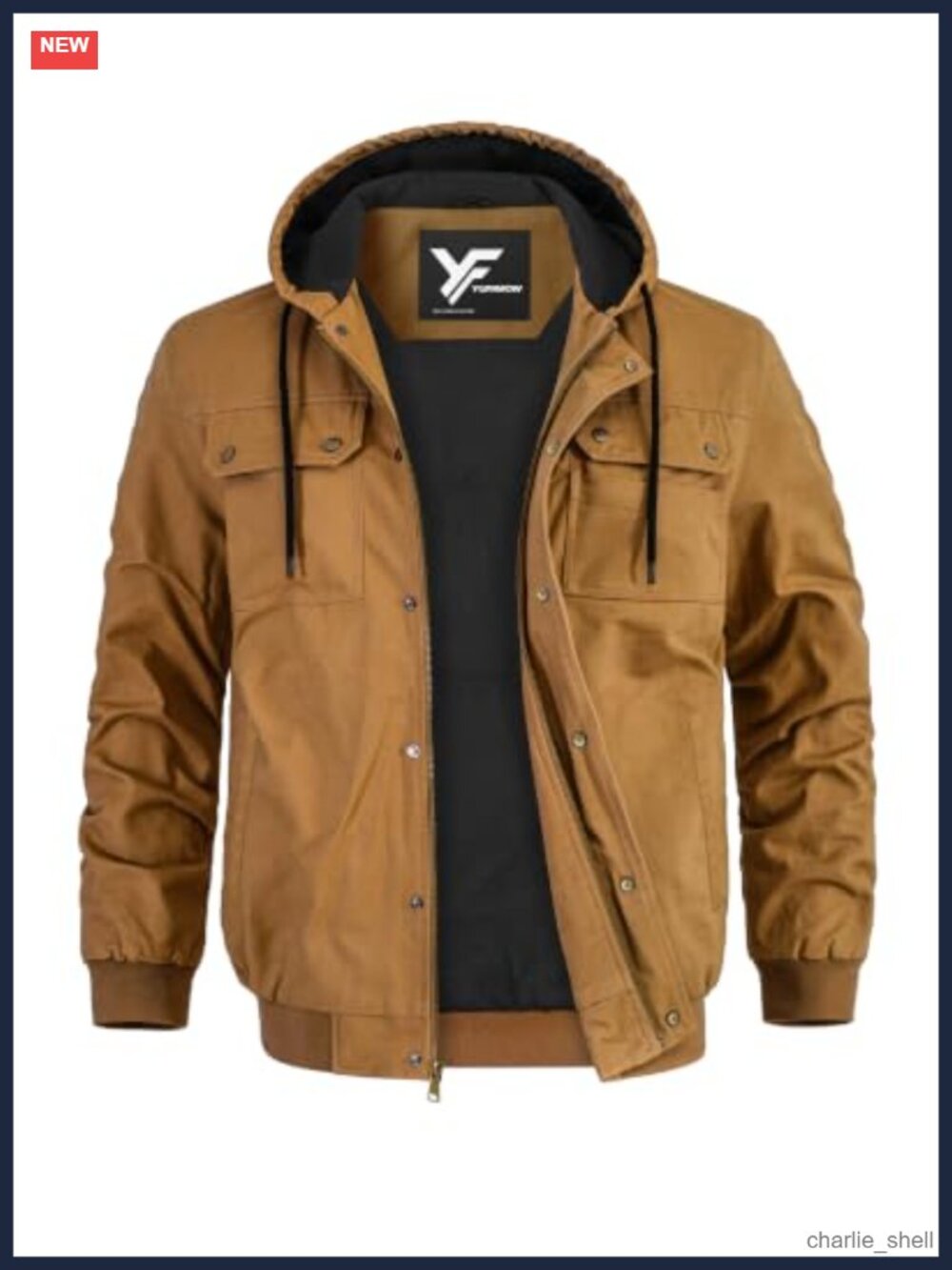 Men's Denim Hooded Bomber Jacket Fleece Lined Winter Work Coat